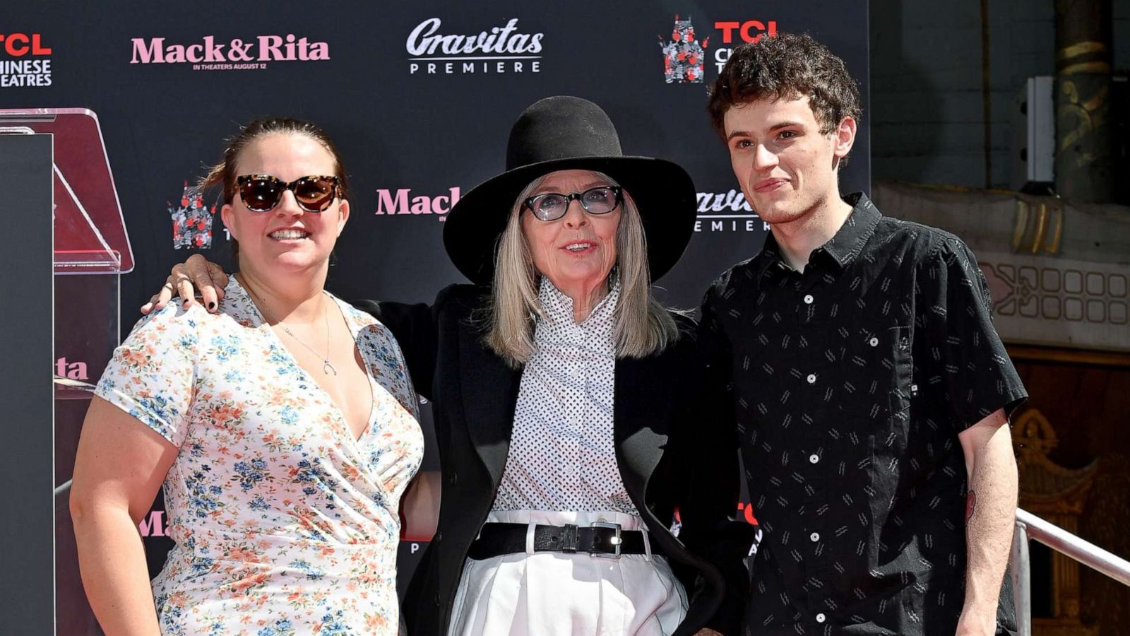 PHOTO: Dexter Keaton, Diane Keaton, and Duke Keaton attend the ceremony honoring Diane Keaton with a Hand and Footprint Ceremony at TCL Chinese Theatre, Aug. 11, 2022 in Hollywood, Calif.