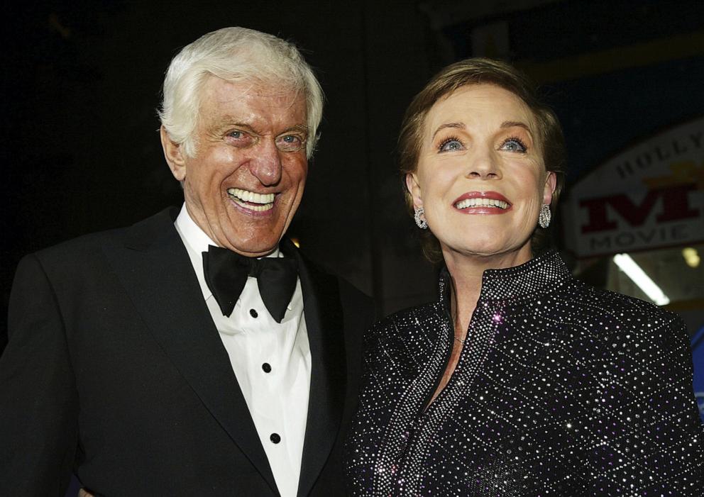 PHOTO: In this Nov. 30, 2004 file photo, Dick Van Dyke and Julie Andrews pose at Disney's "Mary Poppins" 40th Anniversary Edition DVD release party at El Capitan Theater in Los Angeles.