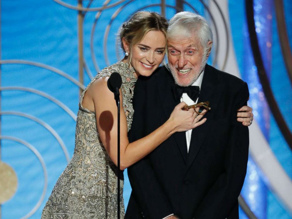 PHOTO: Presenters Emily Blunt and Dick Van Dyke speak onstage during the 76th annual Golden Globe awards at the Beverly Hilton Hotel, Jan. 6, 2019 in Beverly Hills, Calif.