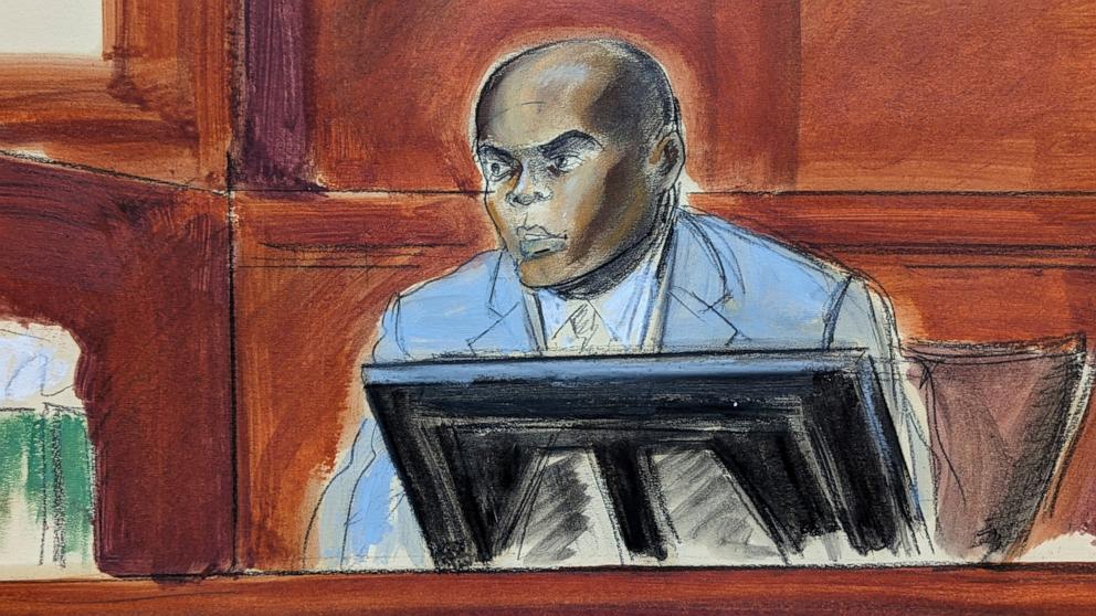 PHOTO: Escort, Daniel Philip, testifies on witness stand on the first day of Sean Diddy Combs' trial in Manhattan federal court, May 12, 2025, in New York. 