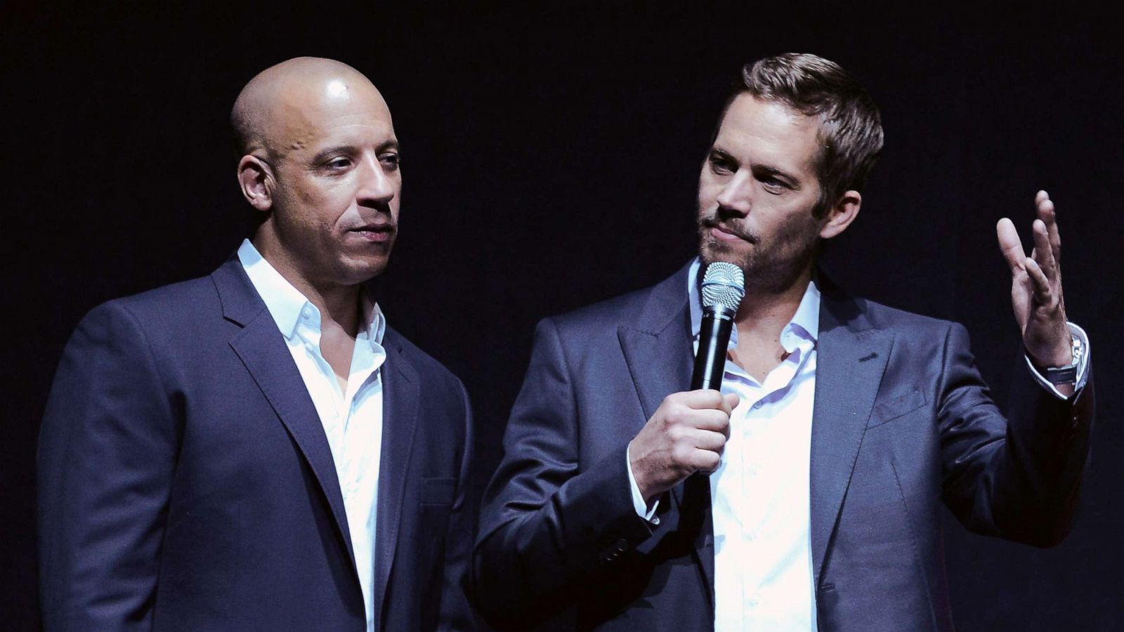 PHOTO: Actors Vin Diesel and Paul Walker on April 16, 2013 in Las Vegas.