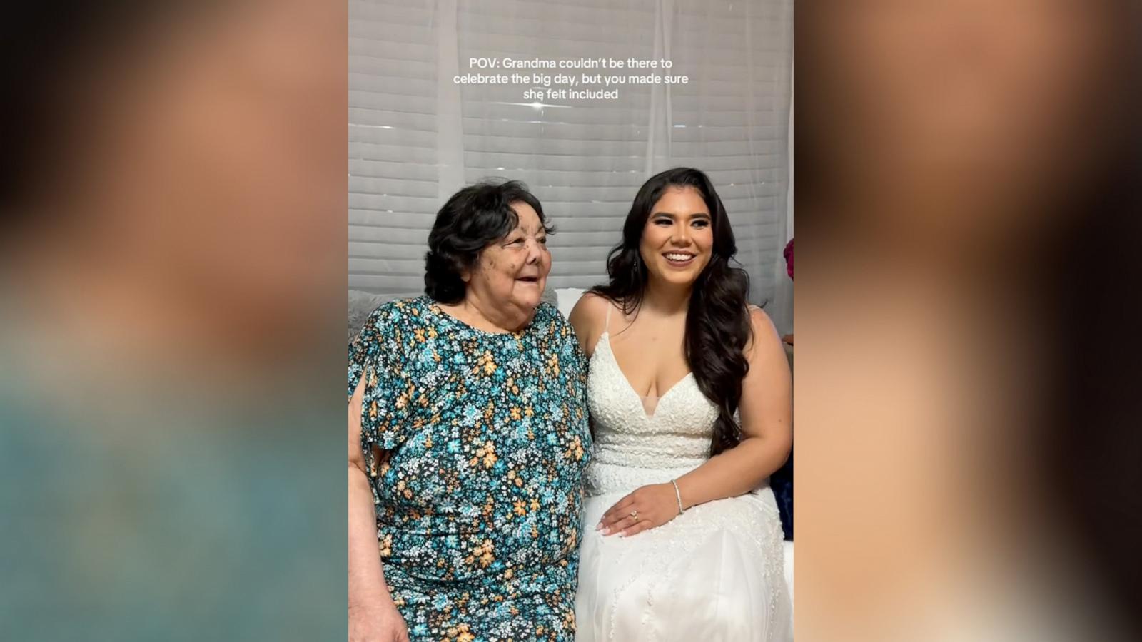 PHOTO: Dinahlee Nava, 32, surprised her grandmother Magdalena Gonzalez at her nursing home in Texas on her wedding day.