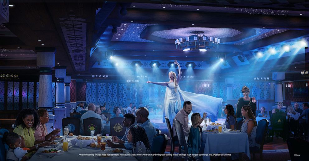 PHOTO: "Arendale: A Frozen Dining Experience" is a new culinary theater aboard the Disney Wish cruise.