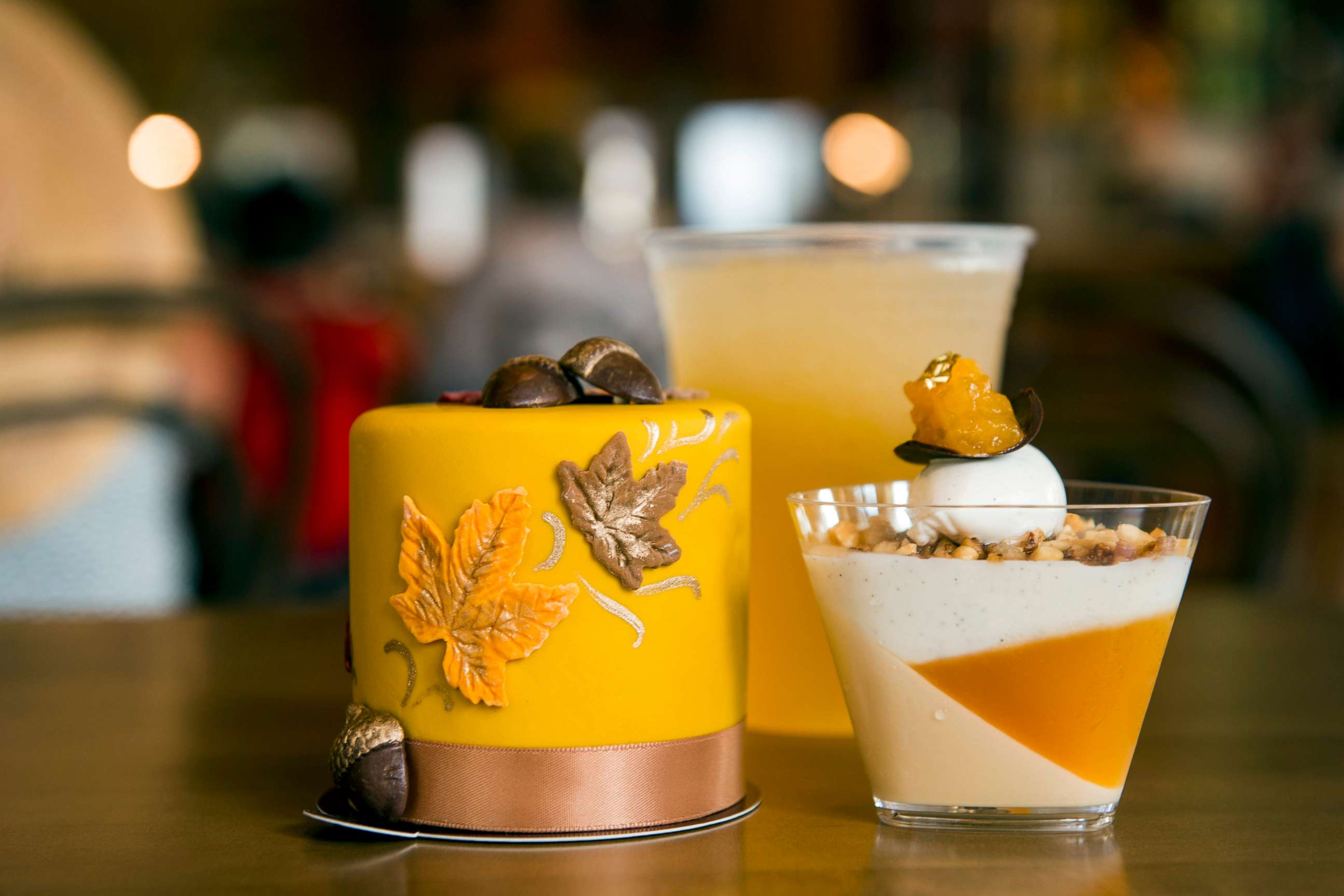 PHOTO: The Caramel Apricot Cobbler, The Fall Harvest Petit Cake and Apple Cider Riesling Wine Slushie are available at Amorette's Patisserie.