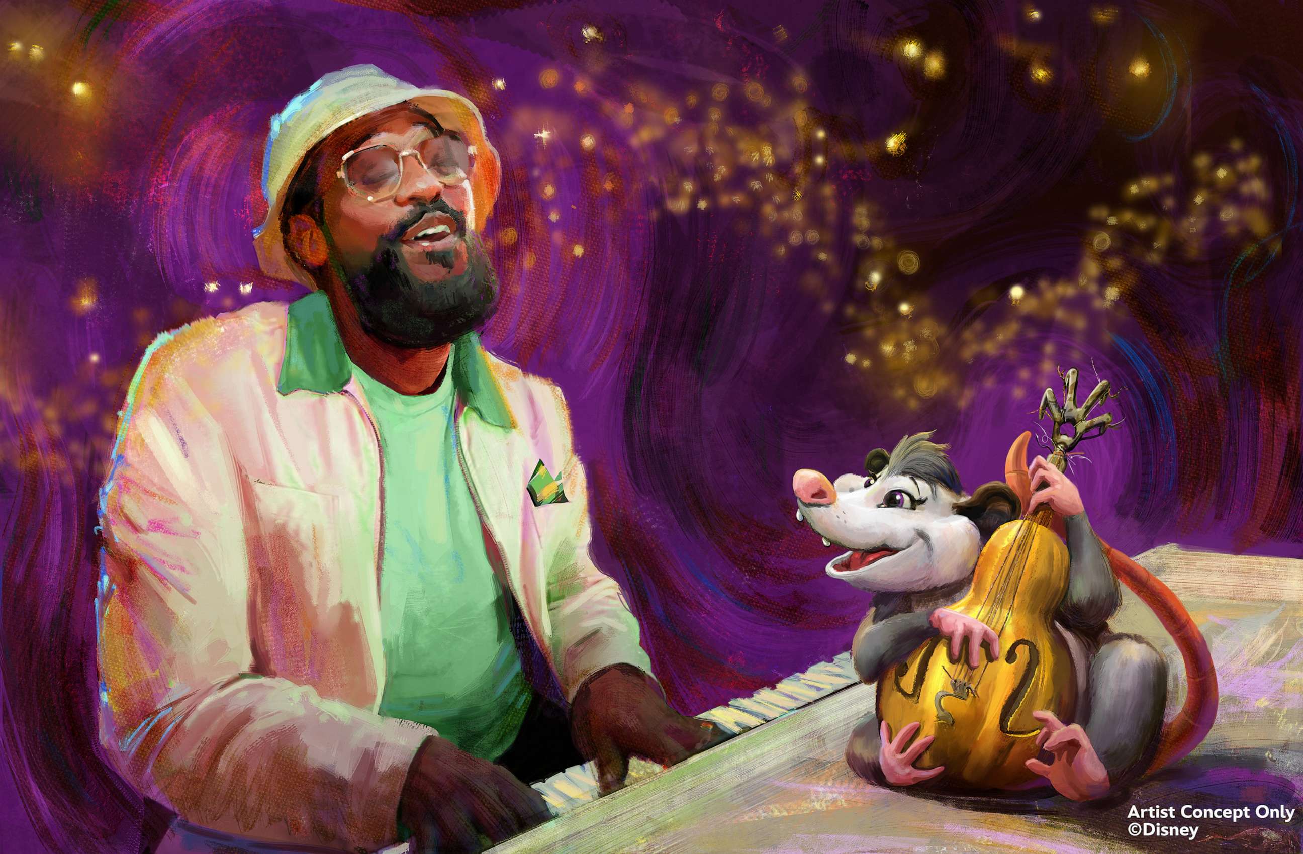PHOTO: PJ Morton plays piano for Tiana's Bayou Adventure, the new Disney ride inspired by the hit 2009 animated film, "The Princess and the Frog."