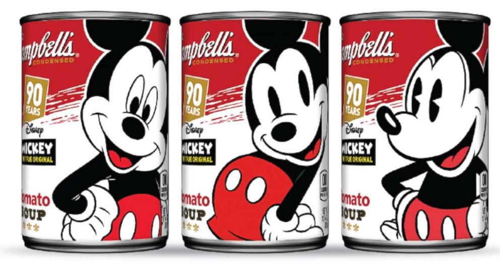 PHOTO: Mickey is getting his own Campbell's Soup label in three different designs for his 90th anniversary.