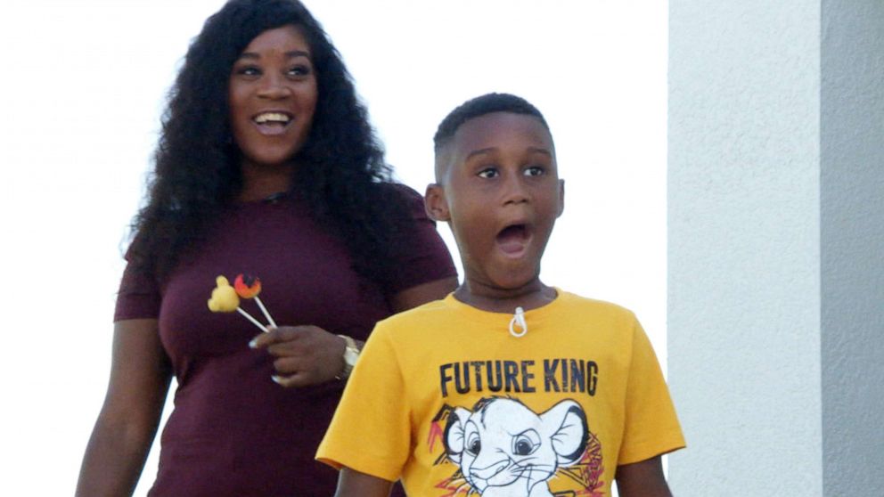 PHOTO: Jermaine Bell is surprised with a Disney vacation on "Good Morning America" on his birthday after he had helped feed about 100 Hurricane Dorian evacuees in South Carolina.