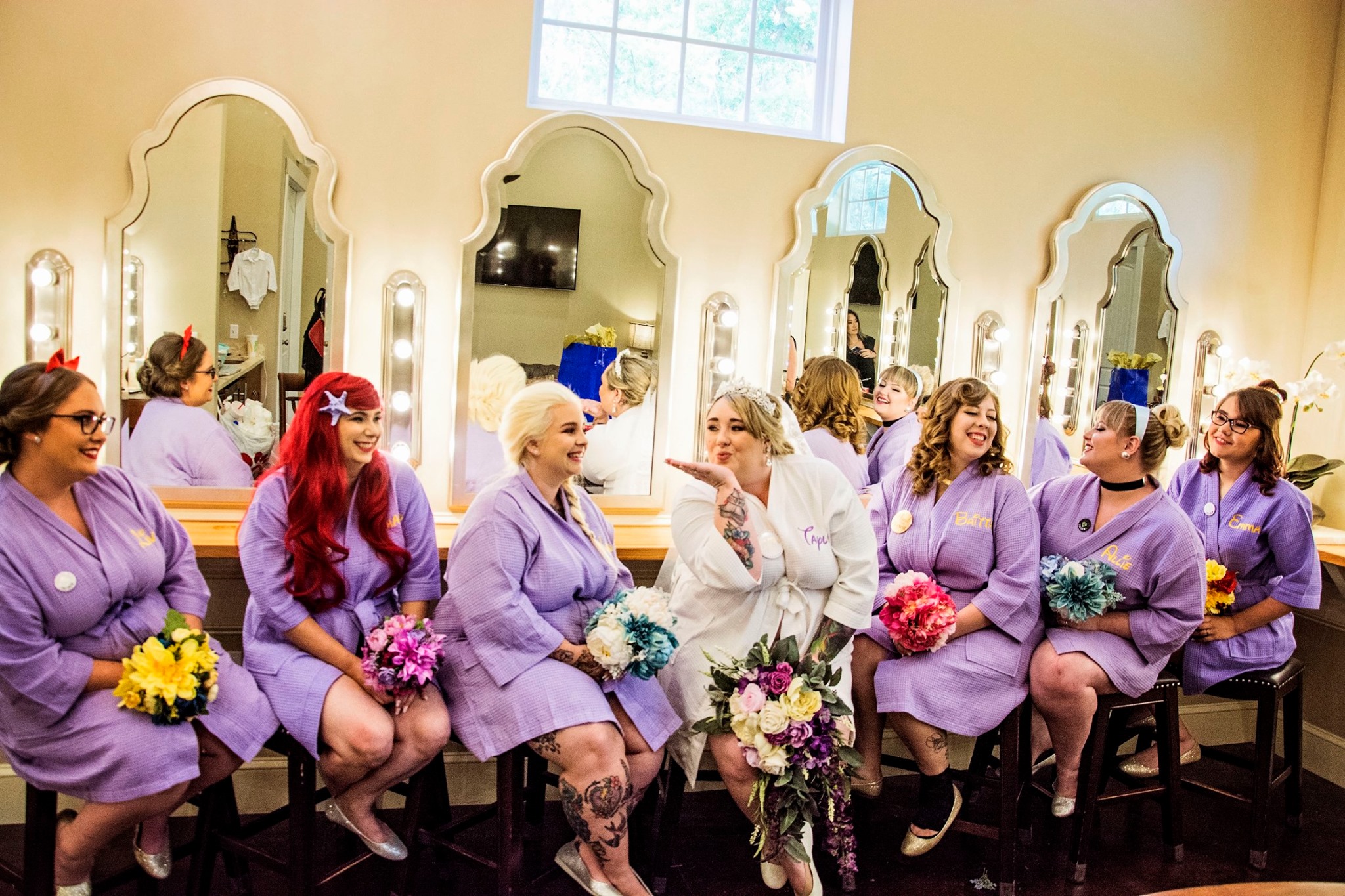 PHOTO: Bridesmaids join the bride ahead of the Disney-themed wedding of Taylor and Ryan Chewning of Jacksonville, Florida, May 17, 2019.