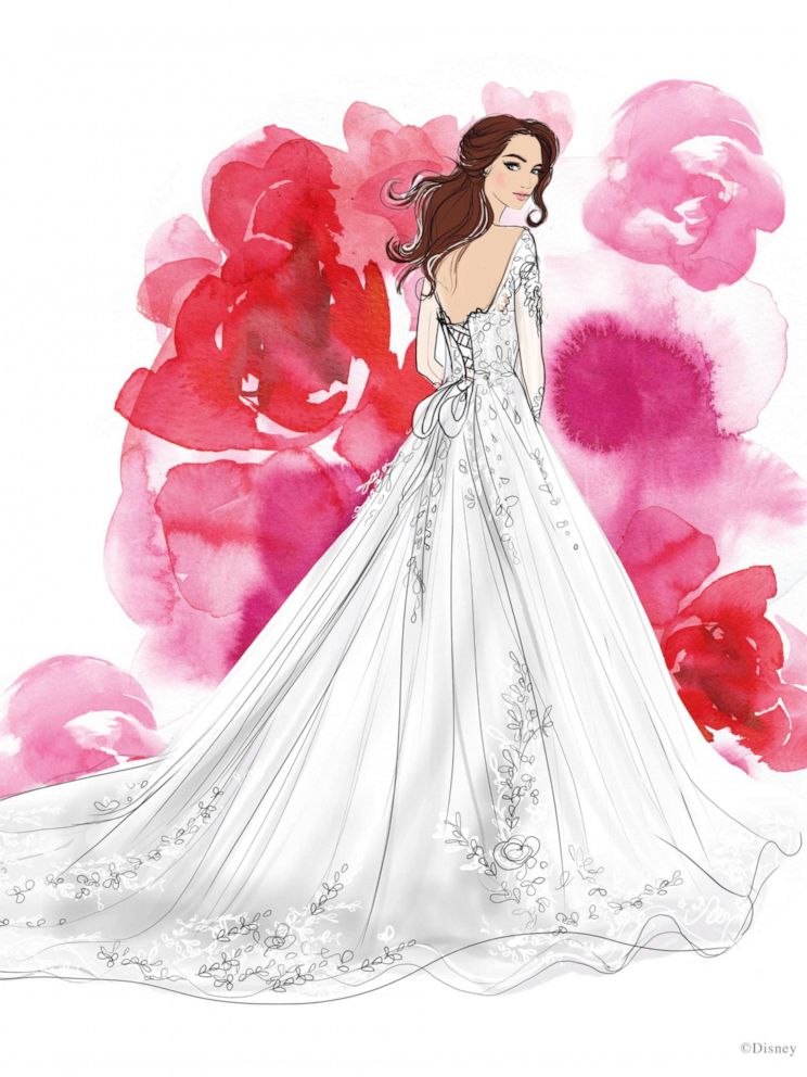 PHOTO: Sketch of Platinum Belle gown from the 2021 Disney Fairy Tale Weddings Collection.
