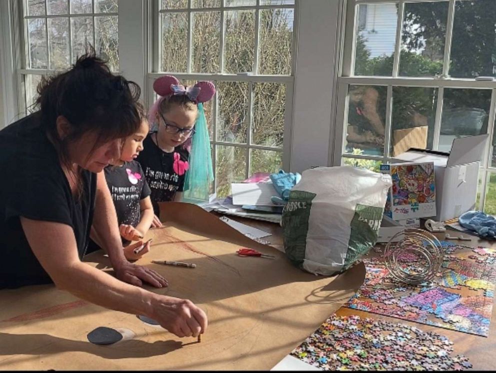 PHOTO: The Gubenko family participates in Disney-themed activities at home in Long Island, N.Y., after their Disney World vacation was canceled due to coronavirus.