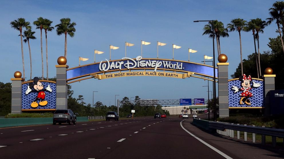 PHOTO: Cars enter and exit the grounds of Walt Disney World on June 1, 2024, in Orlando, Florida.