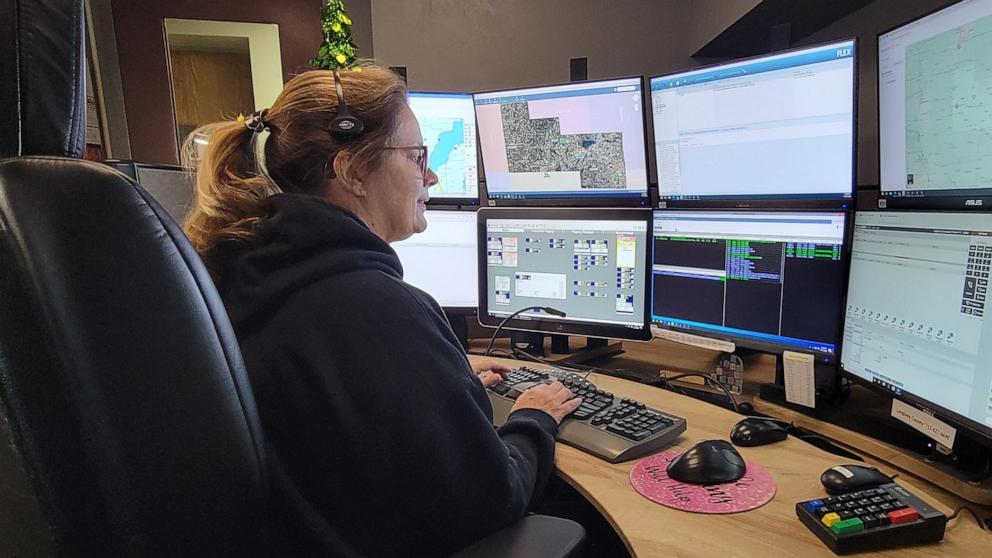 PHOTO: Kim Krause, a 911 dispatcher with the Shawano County Sheriff's Office in Wisconsin, fielded a call from a 10-year-old child who asked for math homework help on Nov. 15, 2024.