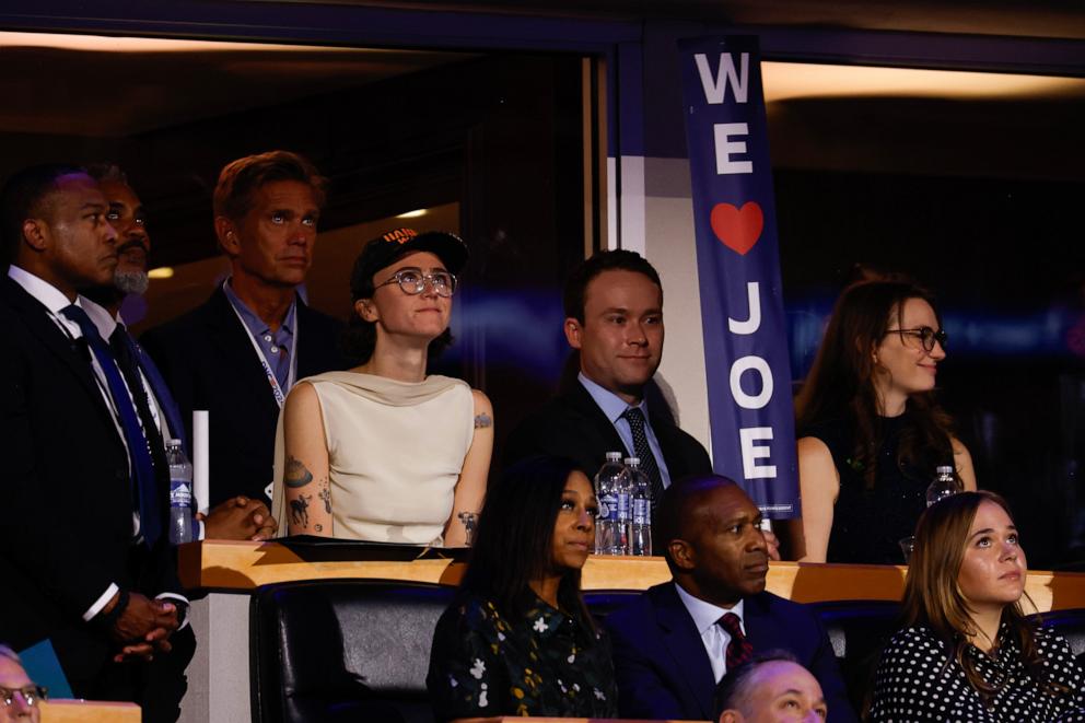 PHOTO: Ella Emhoff watches the proceedings during the first day of the Democratic National Convention, Aug. 19, 2024, in Chicago.