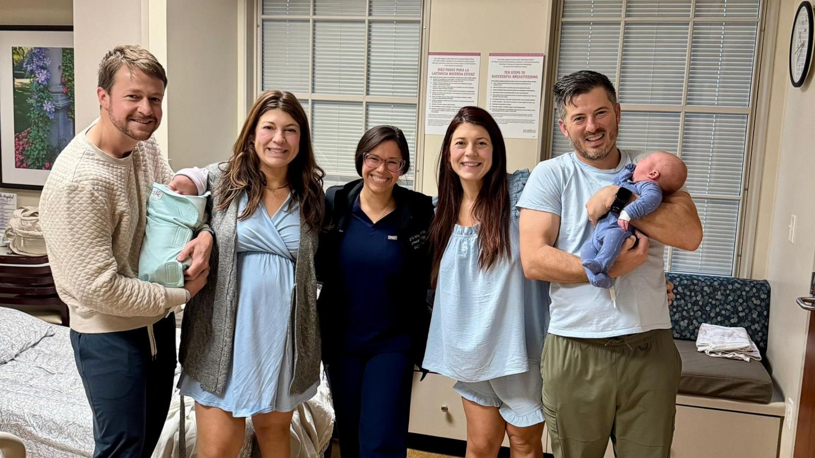 Identical twin sisters open up about welcoming babies on same day