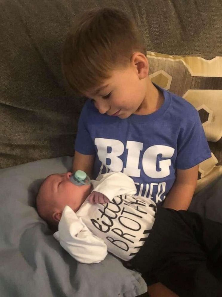 PHOTO: Big brother Hampton Hazen poses with his baby brother, Elliott Hazen, born Sept. 2, 2020 in Lexington County, South Carolina.