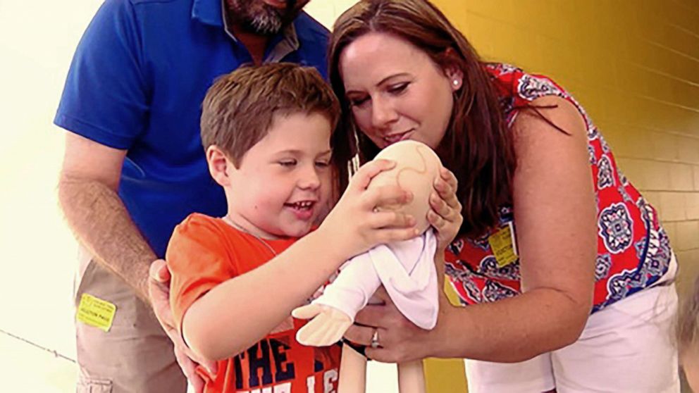 PHOTO: Payton Haynes, 5, was surprised with a doll that looks just like him.