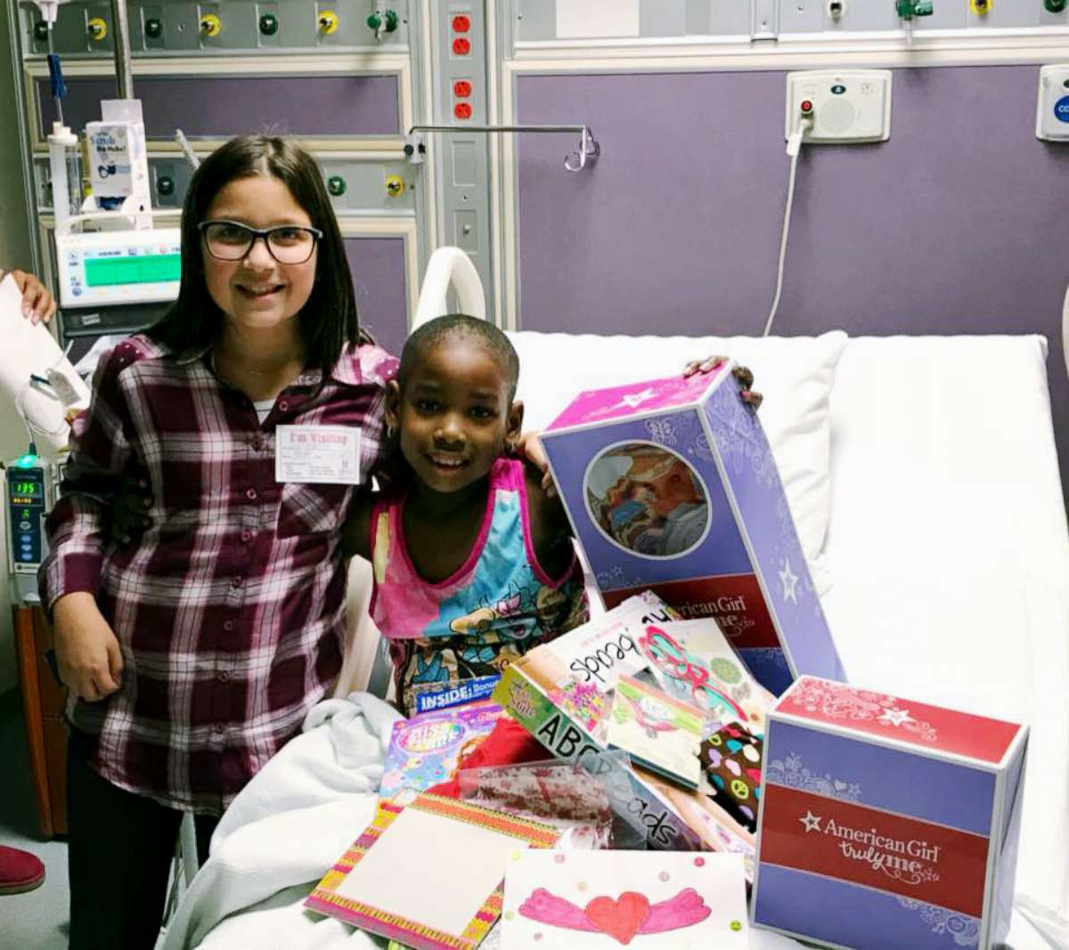 PHOTO: Bella Fricker, 11, is seen in 2017 with Nevaeh Williams, 10, who is currently in remission after fighting a rare cancer called desmoplastic small round cell tumor, or DSRCT.
