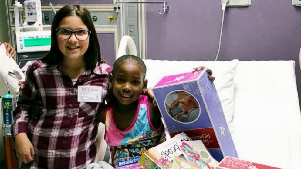 PHOTO: Bella Fricker, 11, is seen in 2017 with Nevaeh Williams, 10, who is currently in remission after fighting a rare cancer called desmoplastic small round cell tumor, or DSRCT.