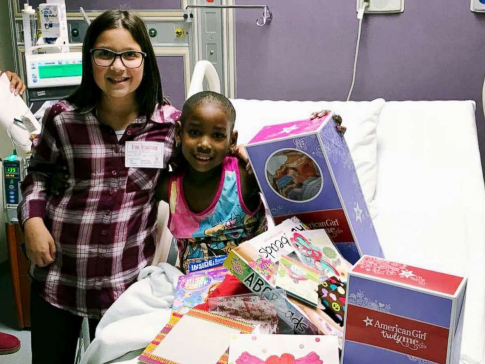 PHOTO: Bella Fricker, 11, is seen in 2017 with Nevaeh Williams, 10, who is currently in remission after fighting a rare cancer called desmoplastic small round cell tumor, or DSRCT.