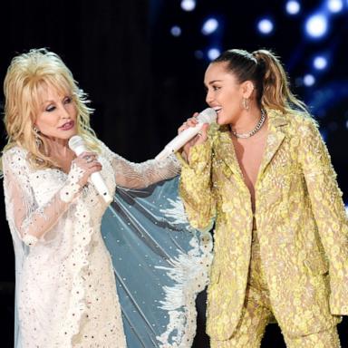 PHOTO: In this Feb. 10, 2019, file photo, Dolly Parton and Miley Cyrus perform onstage during the 61st Annual Grammy Awards in Los Angeles.