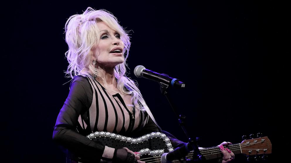 PHOTO: Dolly Parton performs during an event, Aug. 14, 2023, in Overland Park, Kan.