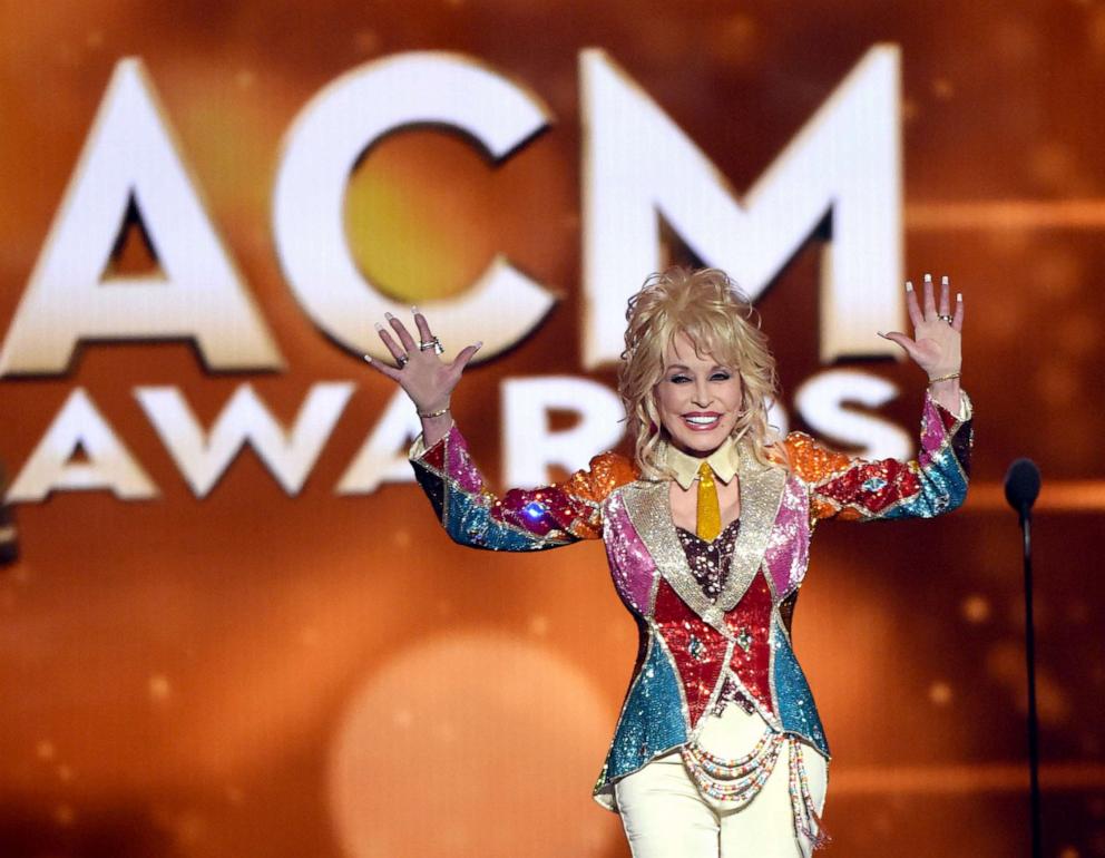 PHOTO: Honoree Dolly Parton accepts the Tex Ritter Award onstage during the 51st Academy of Country Music Awards at MGM Grand Garden Arena on April 3, 2016 in Las Vegas.