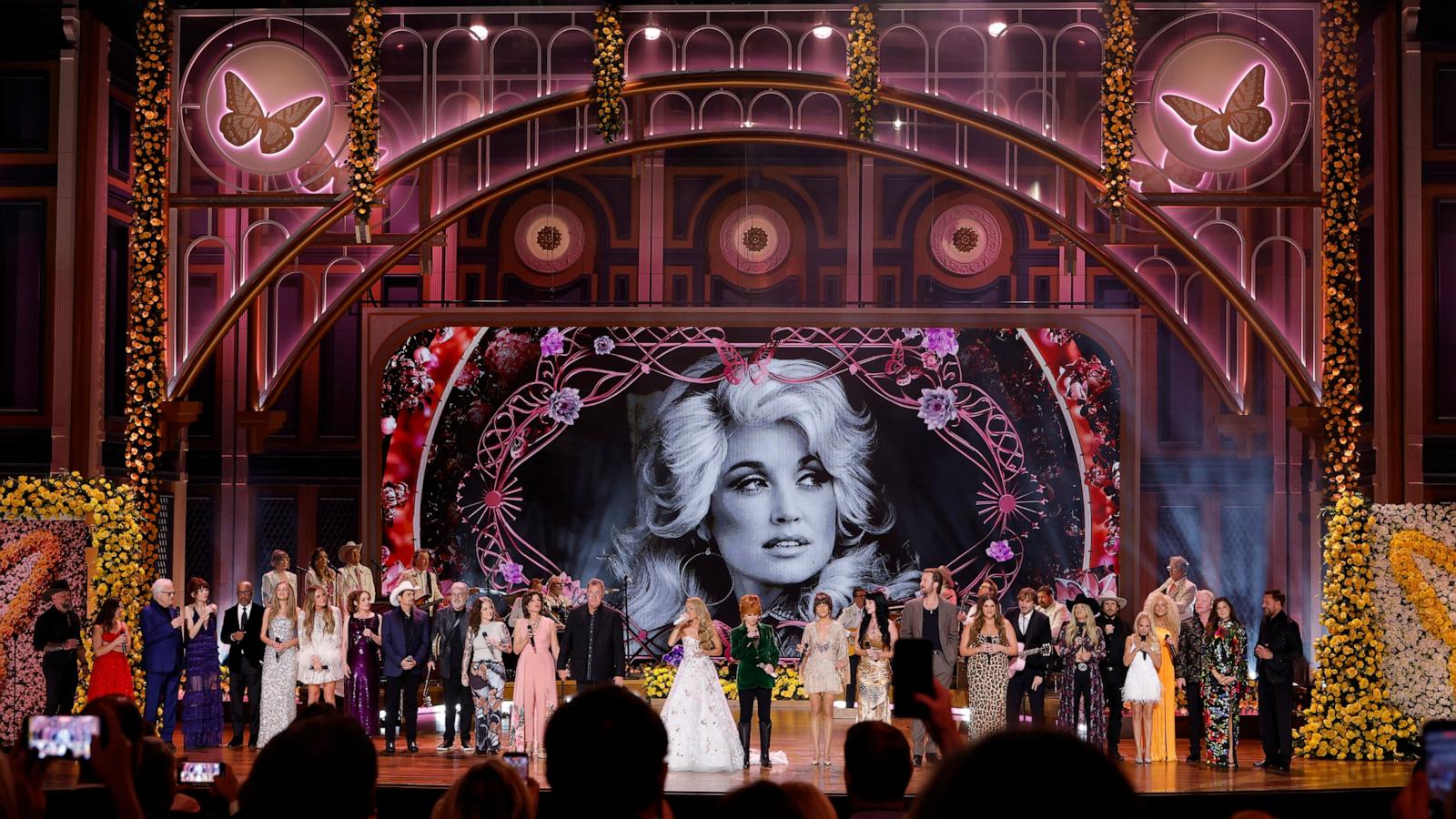 PHOTO: Country music stars perform onstage as CMA Presents I Will Always Love You: A Celebration Of Dolly Parton, Oct. 21, 2026 in Nashville, Tennessee.