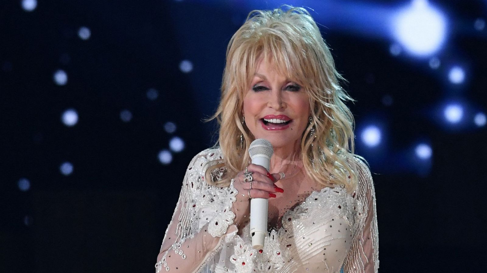 PHOTO: Dolly Parton performs onstage during the 61st Annual Grammy Awards in Los Angeles, Feb. 10, 2019.