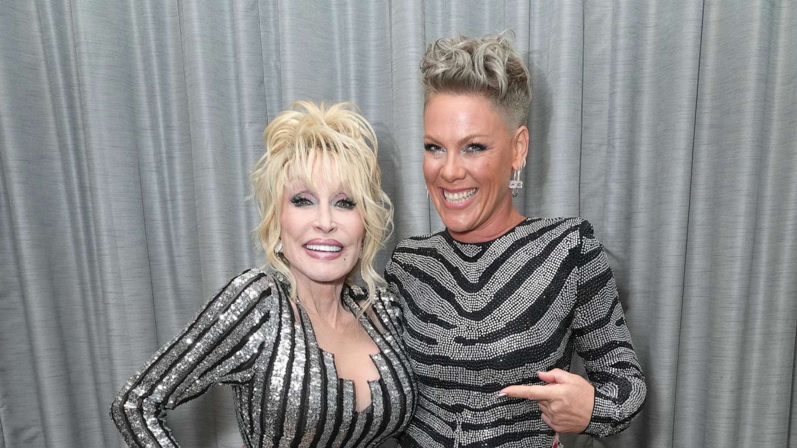 PHOTO: Dolly Parton and P!nk attend the 37th Annual Rock & Roll Hall of Fame Induction Ceremony at Microsoft Theater, Nov. 5, 2022, in Los Angeles.