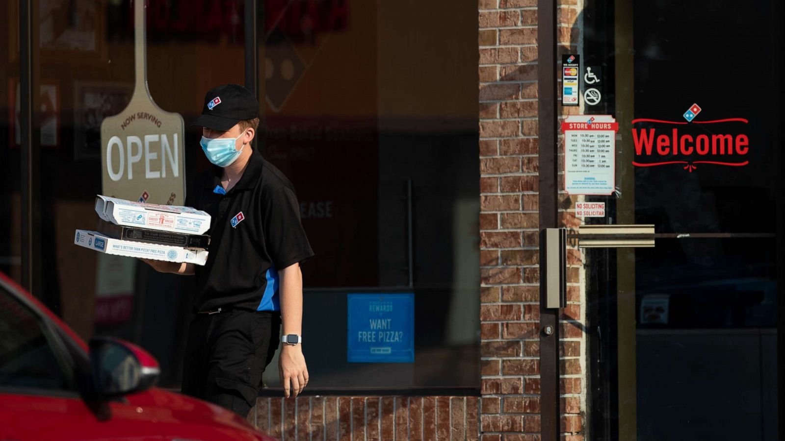 PHOTO: A driver prepares to make a delivery at a Domino's Pizza Inc. restaurant in Livonia, Mich., July 9, 2020.