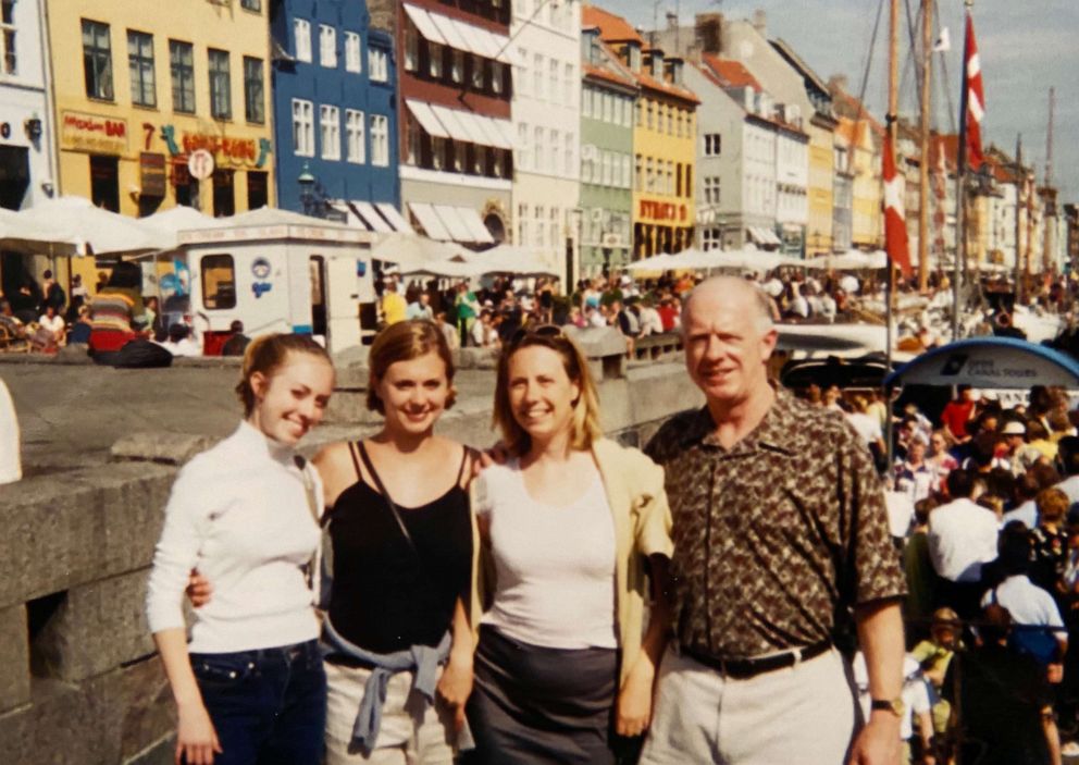PHOTO: Donald Adair poses with his daughter Abby Reinhard and other family members during a trip to Copenhagen in an undated family photo.