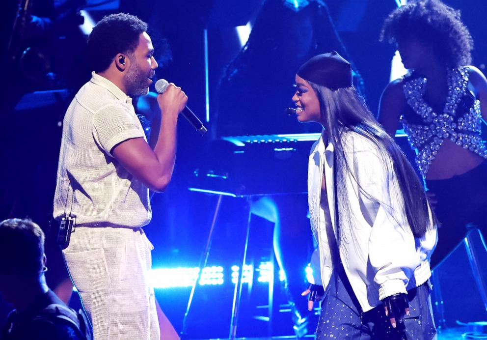 PHOTO: Donald Glover, left, and Keke Palmer perform onstage during the 2024 BET Awards at Peacock Theater, June 30, 2024, in Los Angeles.