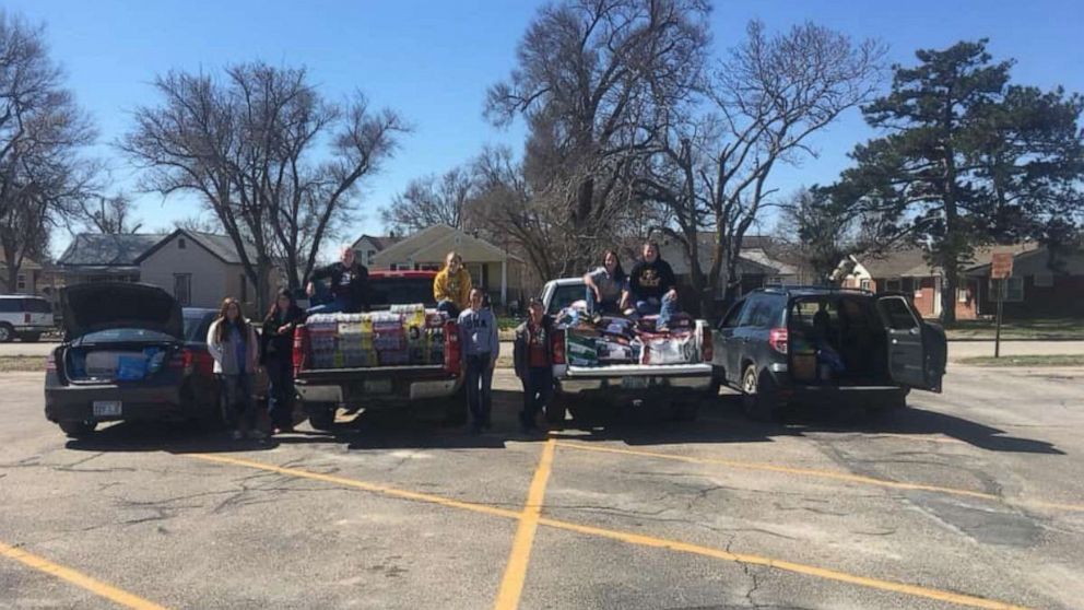 PHOTO: Donations to flood victims from Sigma Alpha at Fort Hays State University are pictured here.