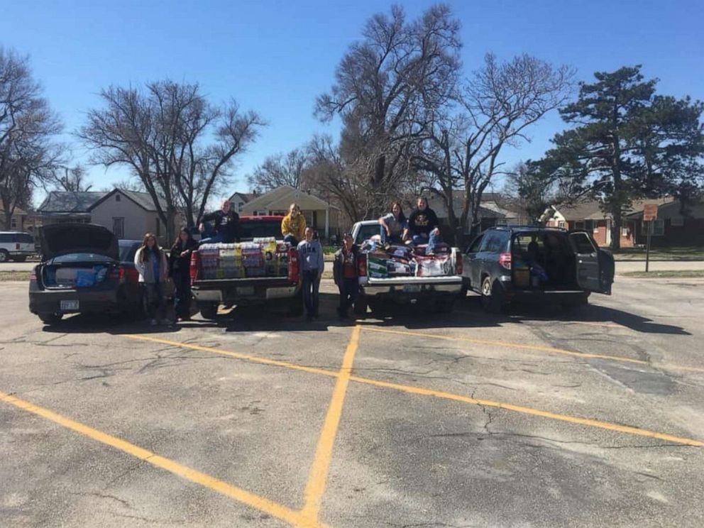 PHOTO: Donations to flood victims from Sigma Alpha at Fort Hays State University are pictured here.