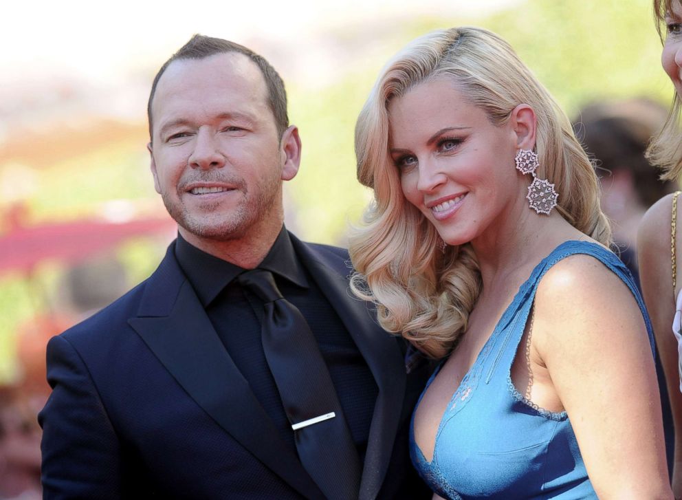 PHOTO: Actors Jenny McCarthy and Donnie Wahlberg arrive at the 2014 Creative Arts Emmy Awards at Nokia Theatre L.A. Live on Aug. 16, 2014, in Los Angeles.