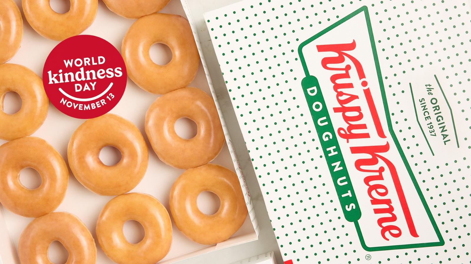 PHOTO: Krispy Kreme celebrates World Kindness Day on Nov. 13 by giving the first 500 guests at each shop a free Original Glazed Dozen, no purchase required.