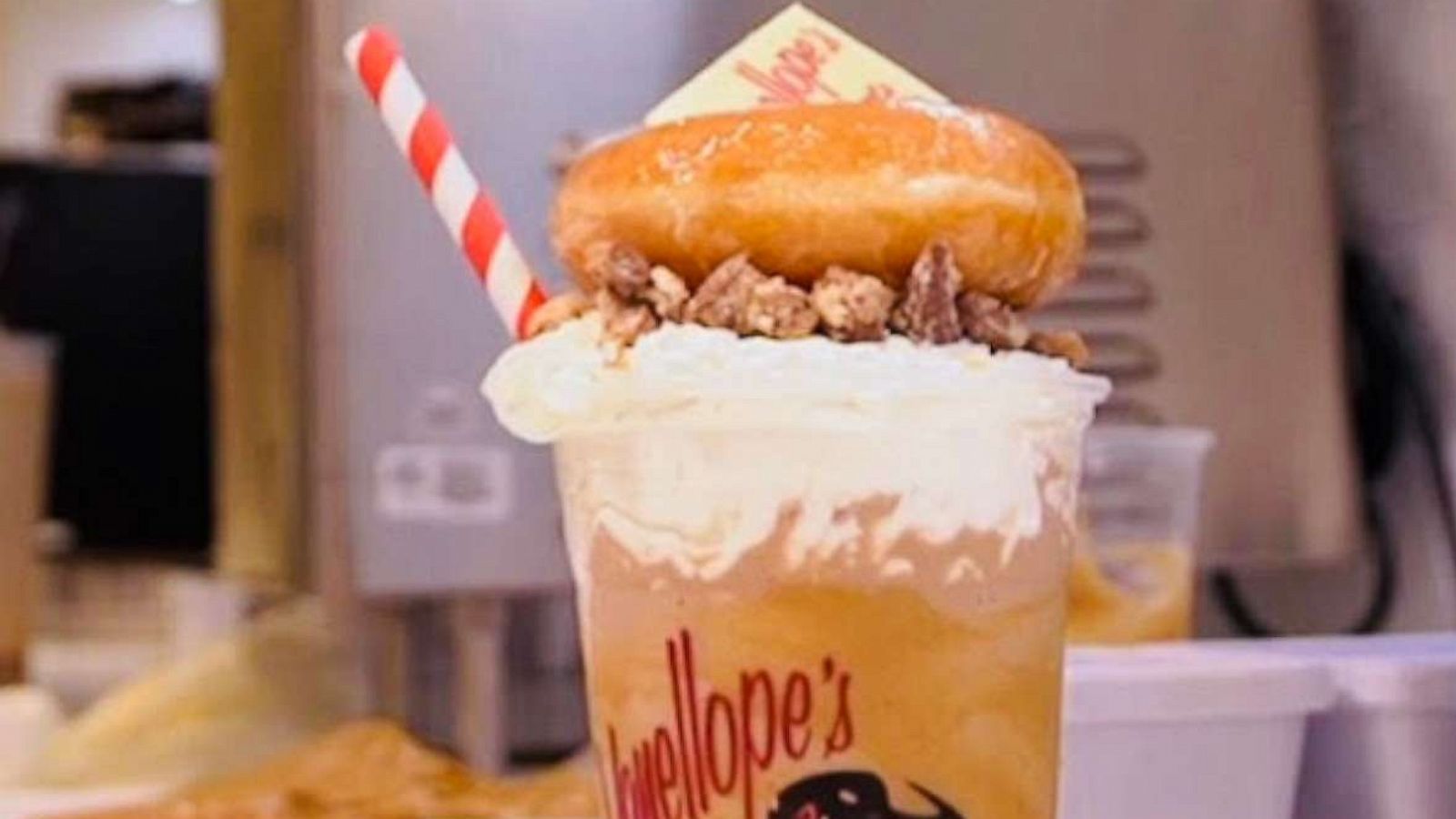 PHOTO: Disney Dream's Peanut Butter Tower is a shake topped with a doughnut.