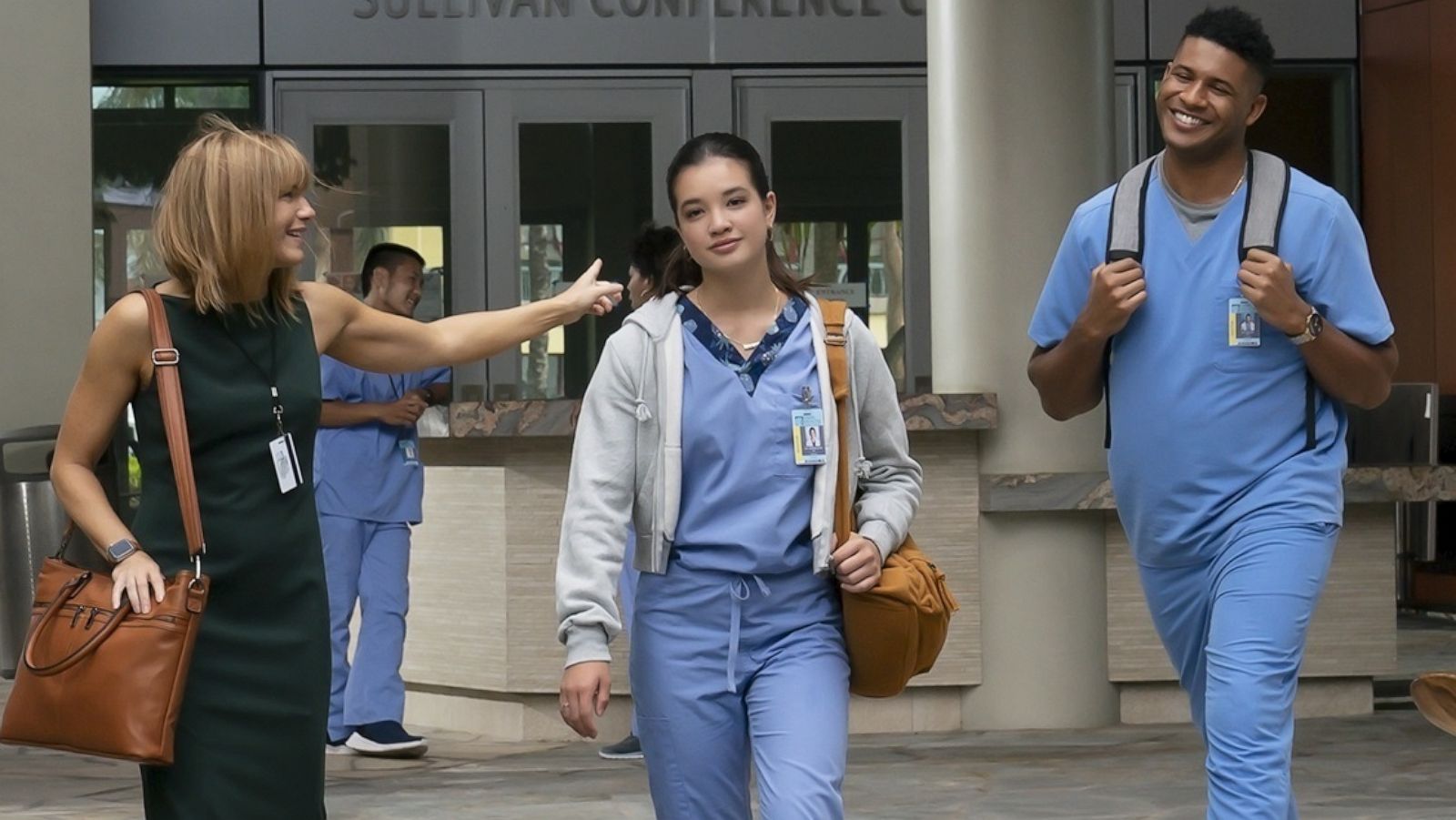 PHOTO: Kathleen Rose Perkins, Peyton Elizabeth Lee, Jeffrey Bowyer-Chapman and Mapuana Makia appear in an episode of Disney's, "Doogie Kamealoha, M.D."