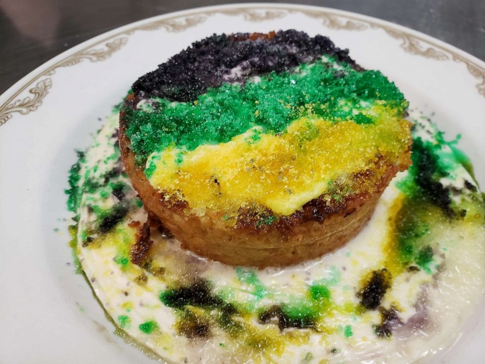 PHOTO: A King cake-inspired bread pudding for Mardi Gras.