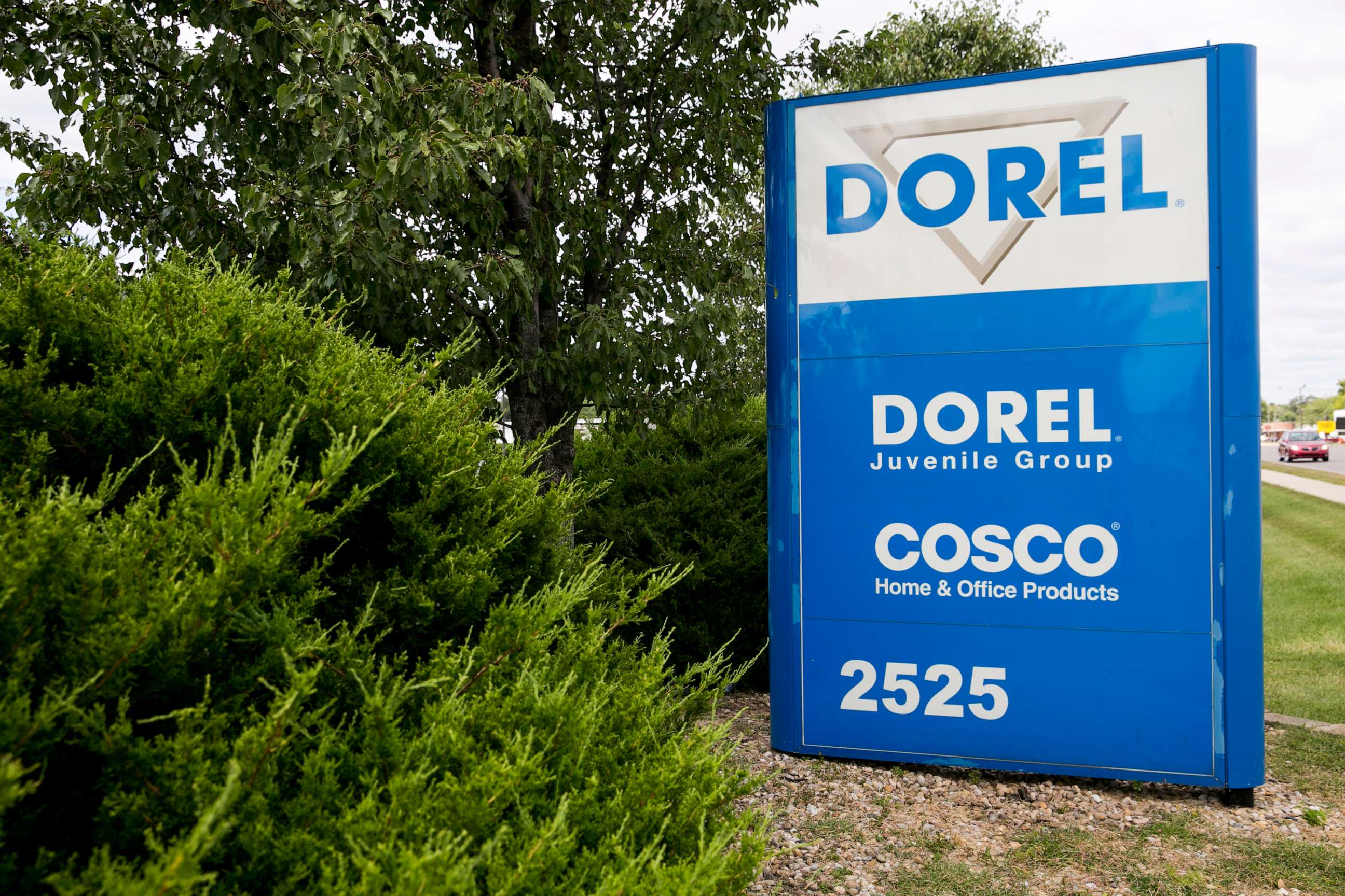 PHOTO: In this Aug. 25, 2015, file photo, a sign is shown outside a facility occupied by Dorel Industries Inc., in Columbus, Indiana.