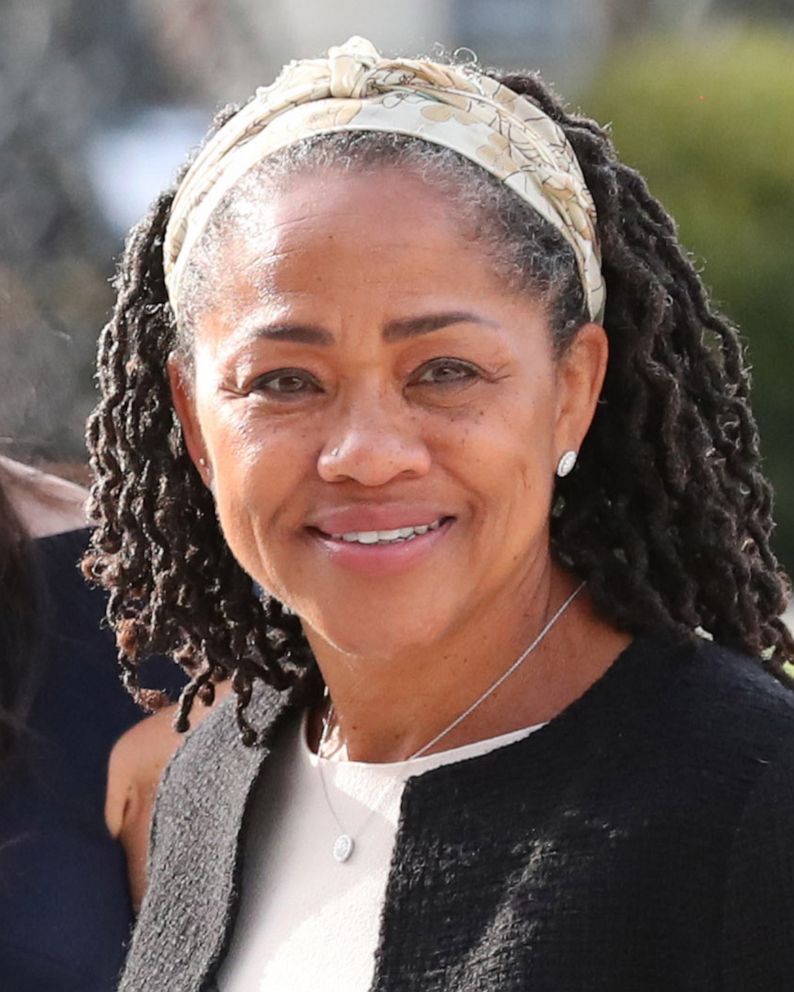 PHOTO: Doria Ragland is pictured in Berkshire, England in 2018 and Princess Diana visits Sydney in 2007.