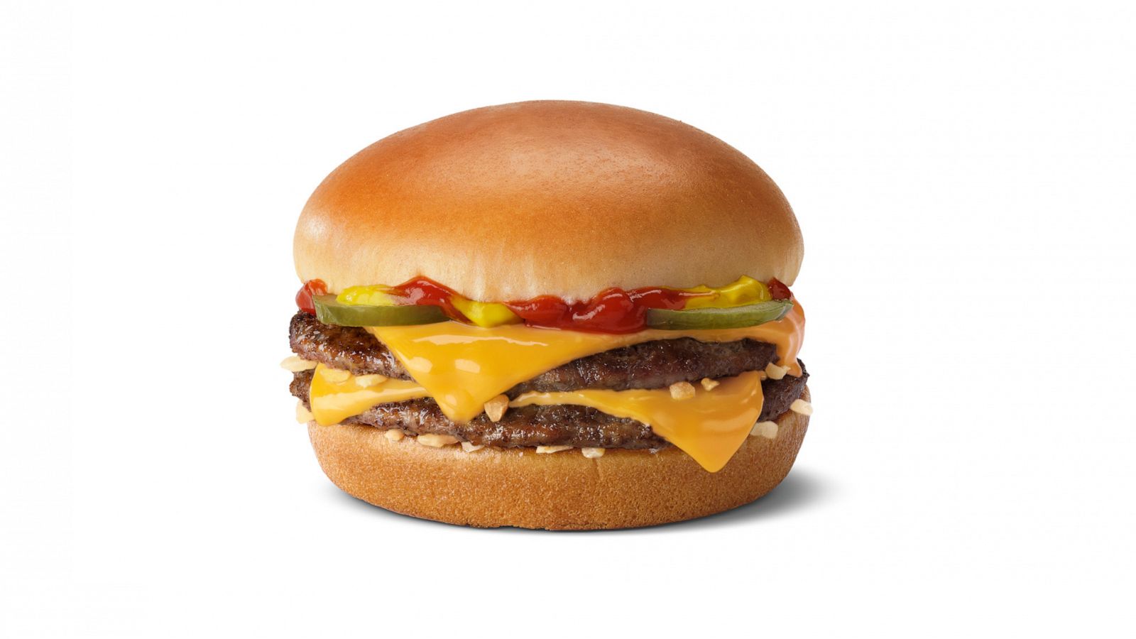 PHOTO: A McDonald's double cheeseburger is shown against a white background.