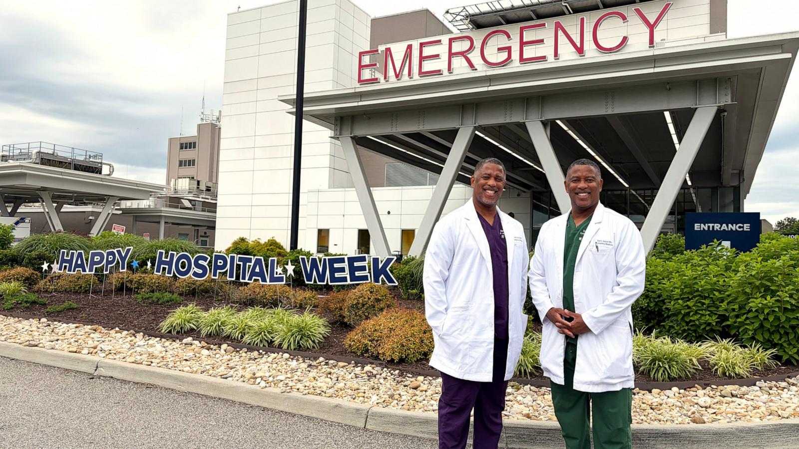 PHOTO: Twin brothers Drs. Travan Jasper and Travis Jasper returned to their hometown of Richmond, Virginia, to lead the emergency department at HCA Healthcare's Chippenham Hospital.