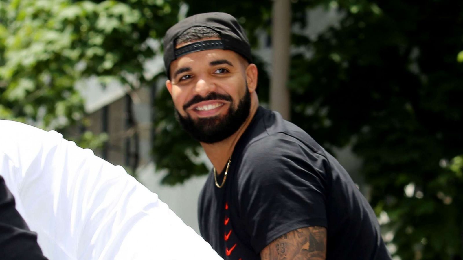 PHOTO: Drake attends the Toronto Raptors Championship victory parade in Toronto, June 17, 2019.