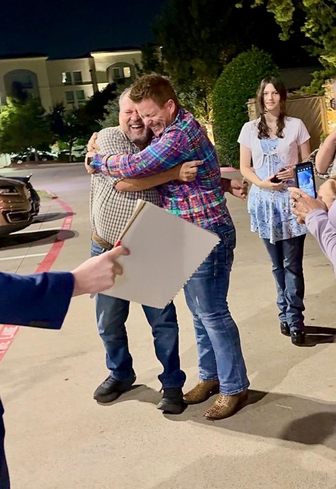 PHOTO: Jared Guynes surprised his dad Earl Guynes on his 65th birthday with a 1967 Chevrolet Camaro, his dream car that he sold over 40 years ago to support his family.