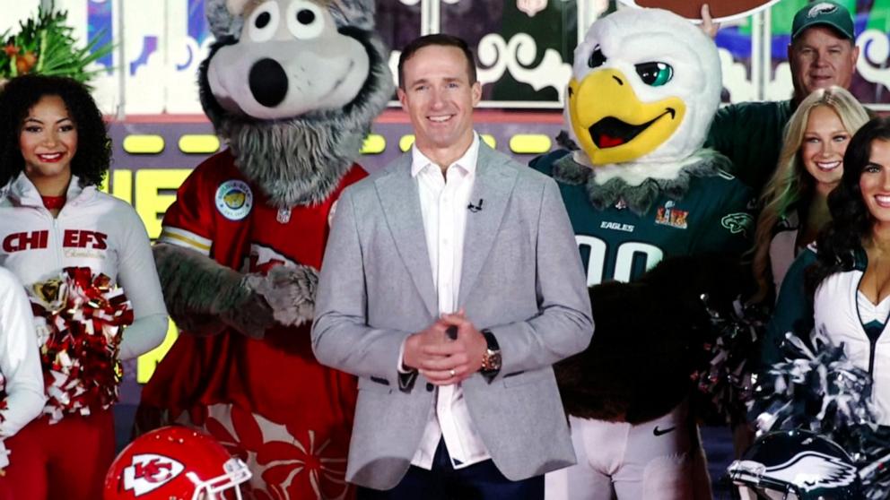 PHOTO: Four-time Super Bowl winner Drew Brees talks to "Good Morning America" about 2025 Super Bowl expectations.