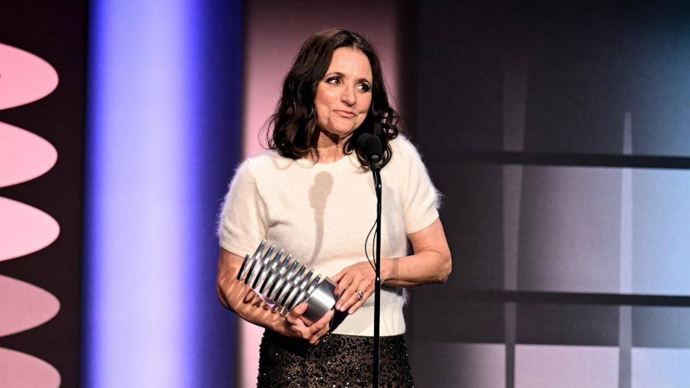 PHOTO: Julia Louis-Dreyfus speaks onstage during the 28th Annual Webby Awards at Cipriani Wall Street May 13, 2024 in New York City.