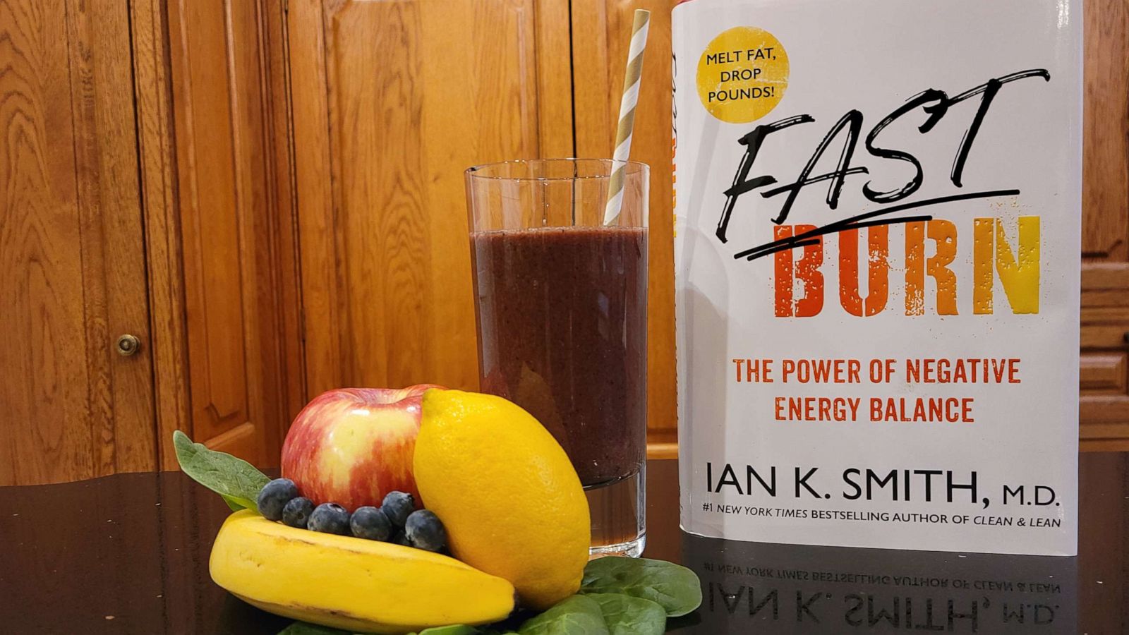 PHOTO: Dr. Ian K SMith's new book and signature smoothie.