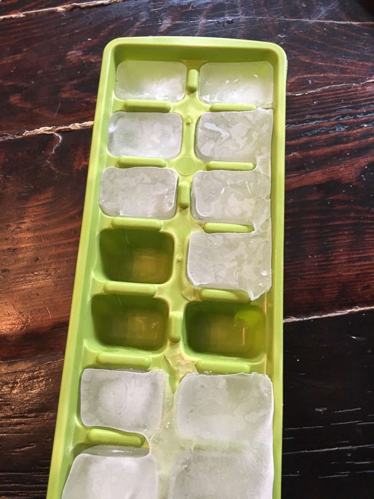 PHOTO: Three ice cubes were used in the experiment.