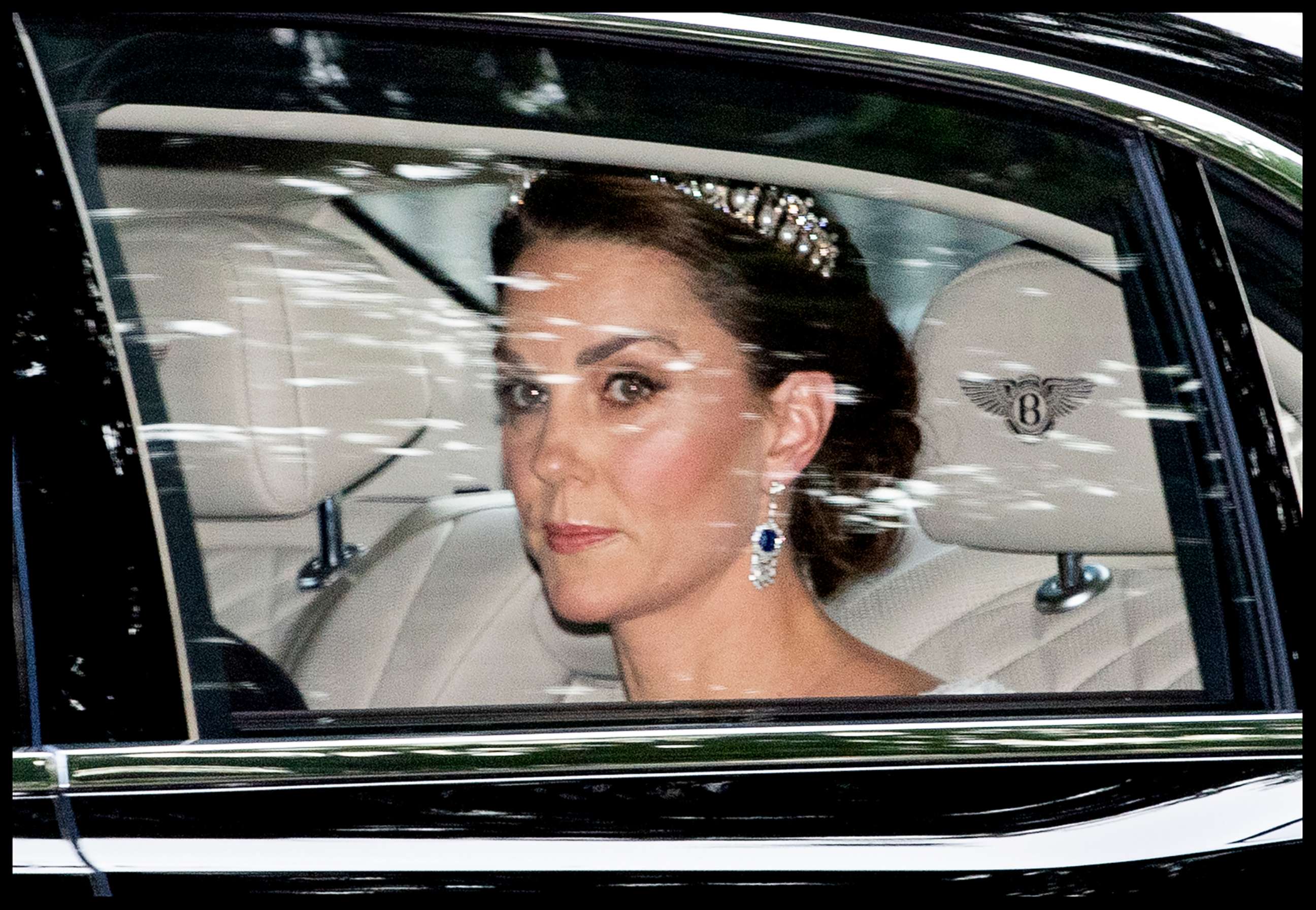 PHOTO: Catherine, the Duchess of Cambridge arrives at Buckingham Palace for the State visit of President Trump and the first lady, June 3, 2019. 
